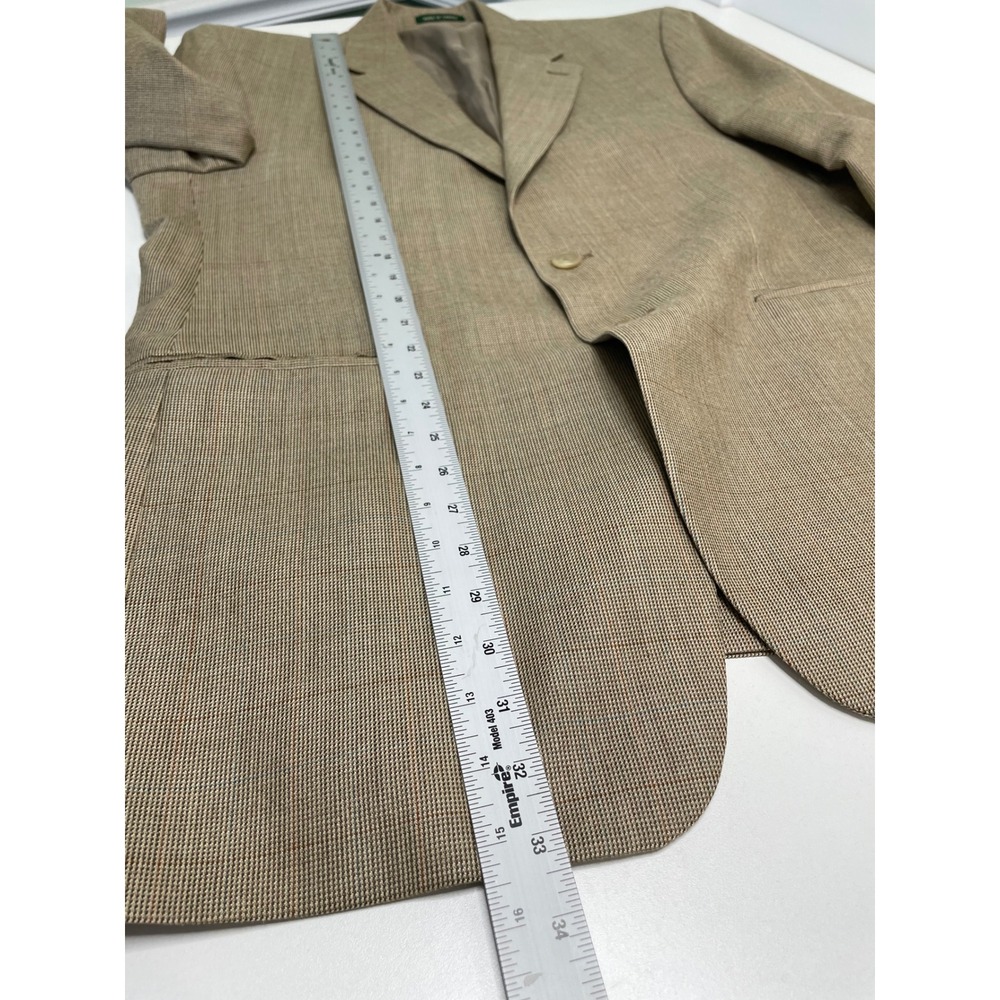 Lauren Ralph Lauren Men 42L Blazer Silk Wool Tan Micro Check Sport Coat Academia - Picture 12 of 13